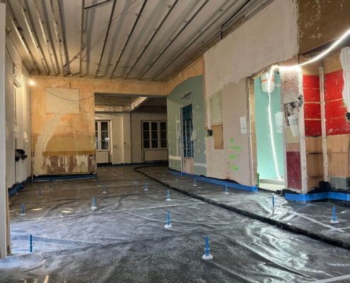 Coulage de la chape au restaurant Au relais du bois à Mertzwiller