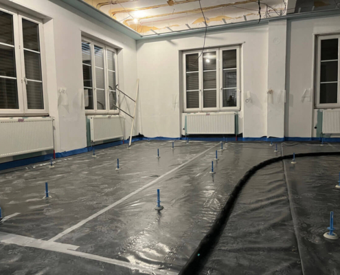 Coulage de la chape au restaurant Au relais du bois à Mertzwiller