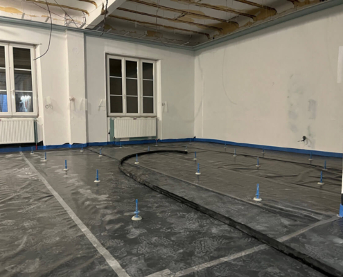 Coulage de la chape au restaurant Au relais du bois à Mertzwiller